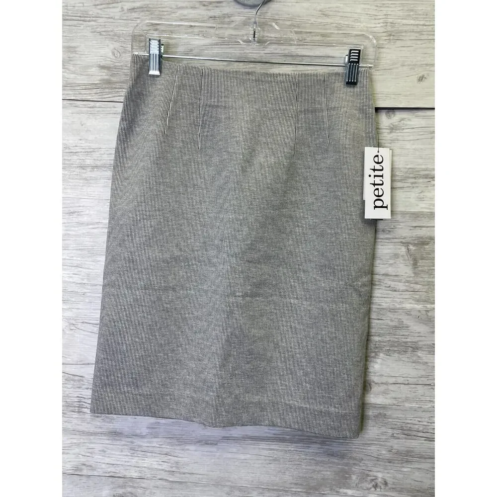 Amanda Chelsea Skirt XSP Womens‎ Small Petite Short Pencil Stretch Gray Striped